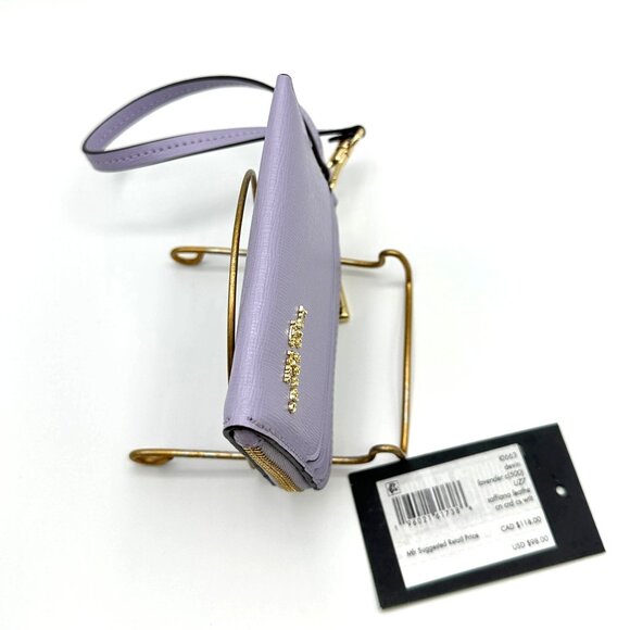 Kate Spade KI663 Devin Coin Card Case Wristlet Lavender Cream Saffiano Leather - Picture 6 of 15